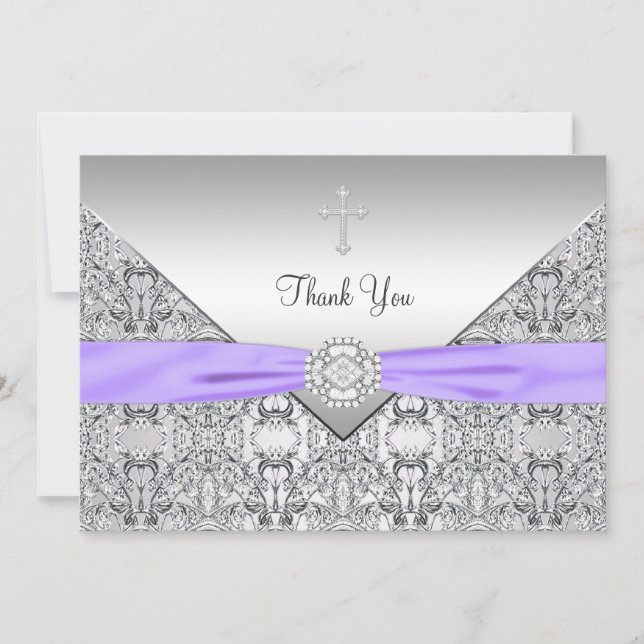 Croix violette Élégante Carte de remerciements chr (Devant)