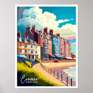 Cromer England Travel Vintage Illustration Poster
