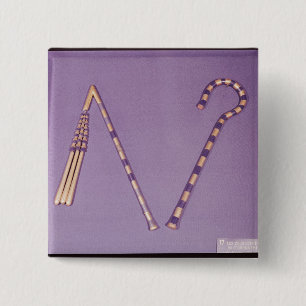 Crook and flail, from the Tomb of Tutankhamun 2 Inch Square Button