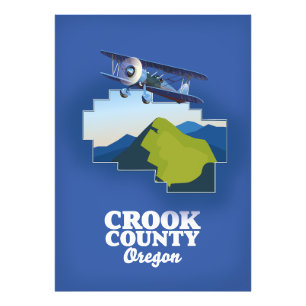 Crook County Oregon map Photo Print