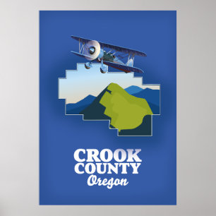 Crook County Oregon map Poster