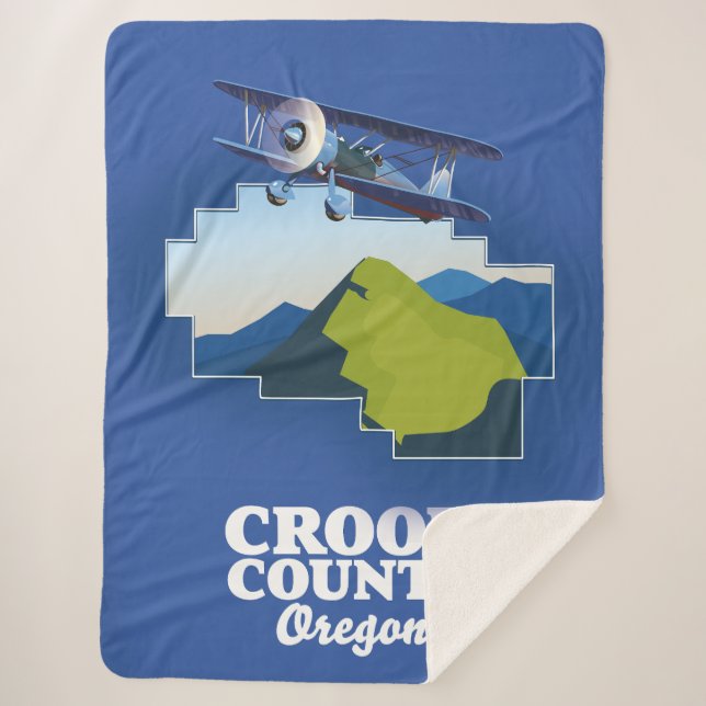 Crook County Oregon map Sherpa Blanket (Front)