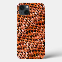 Crooked and wavy coral jute mesh, orange and red