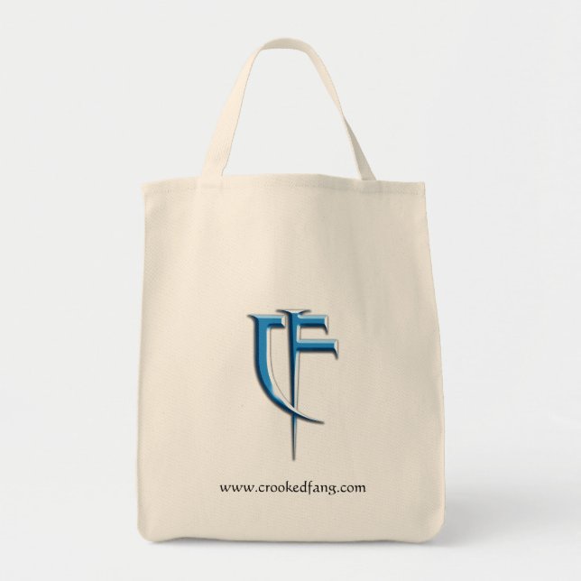 Crooked Fang logo tote grocery bag (Front)