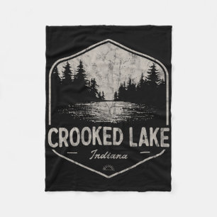 Crooked Lake Indiana Outdoors Vintage Fleece Blanket