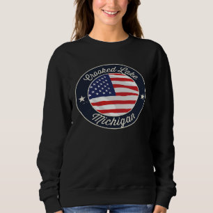 Crooked Lake  Patriotic Michigan Souvenir Sweatshirt