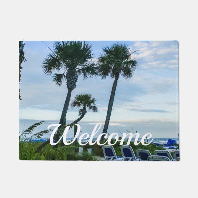 Crooked Palm Trees Welcome Doormat (Front)