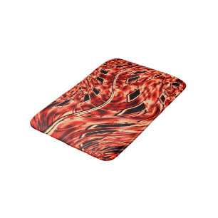 Crooked squares mirrored in coral image bath mat