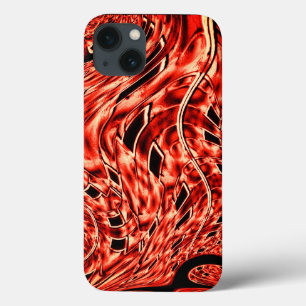 Crooked squares mirrored of red to coral colour iPhone 13 case