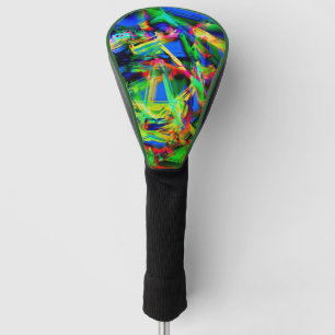 Crooked stained squares, green coloured brushstrok golf head cover