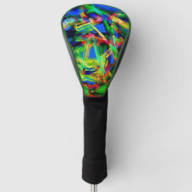 Crooked stained squares, green coloured brushstrok golf head cover (Front)