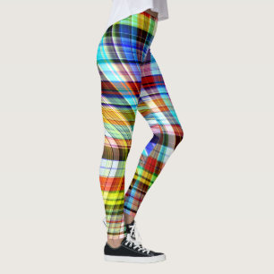 Crooked transparent colourful stripes crossing leggings