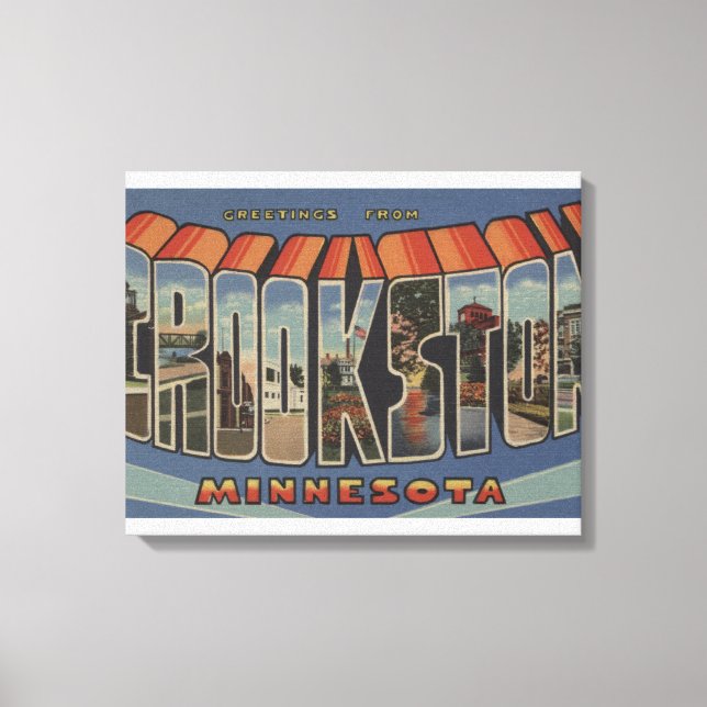 Crookston, Minnesota - Large Letter Scenes Canvas Print (Front)