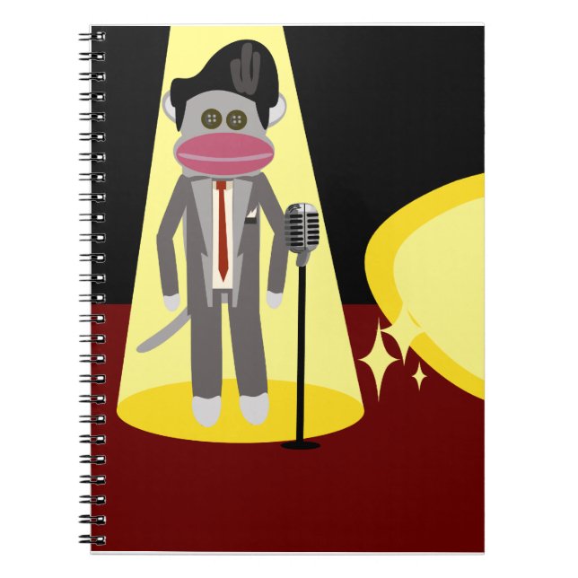 Crooner Fun Fifties Retro Singer Sock Monkey Notebook (Front)