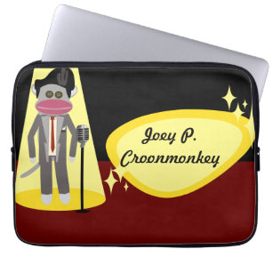 Crooner Sock Monkey Singer Fun Character Art Laptop Sleeve
