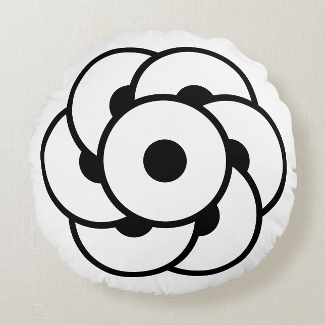 Crop Circle Flower – Geometric Cosmic Art Round Pillow (Front)