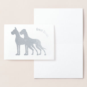 Cropped Uncropped silver foil Great Danes Cards