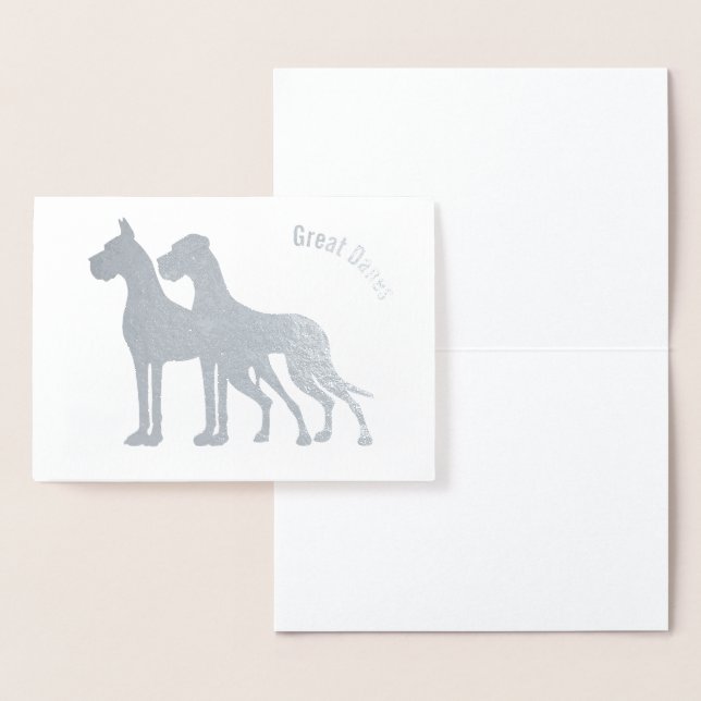 Cropped Uncropped silver foil Great Danes Cards (Display)