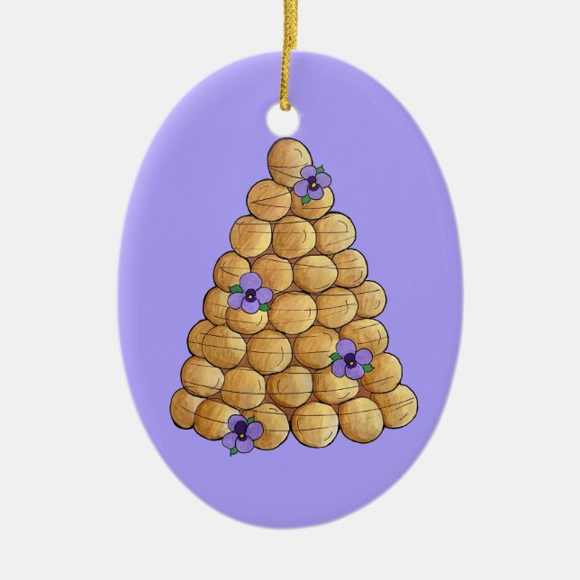 Croquembouche Choux Bun Cream Puffs Wedding Cake Ceramic Ornament (Front)
