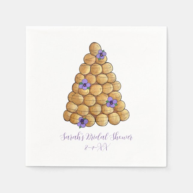 Croquembouche Choux Bun Cream Puffs Wedding Cake Napkin (Front)