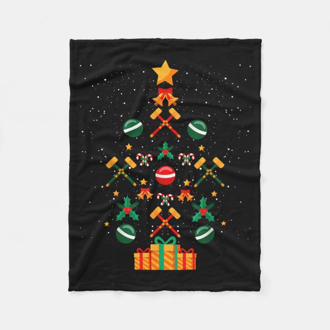 Croquet Christmas Tree Xmas  Fleece Blanket (Front)