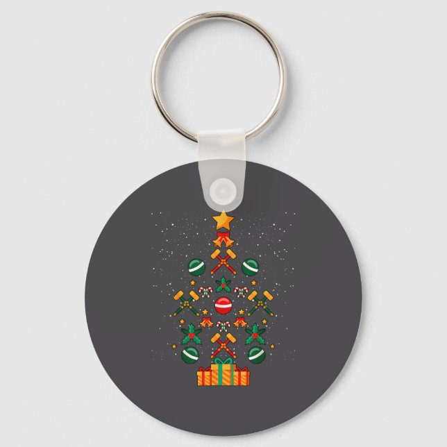 Croquet Christmas Tree Xmas  Keychain (Front)