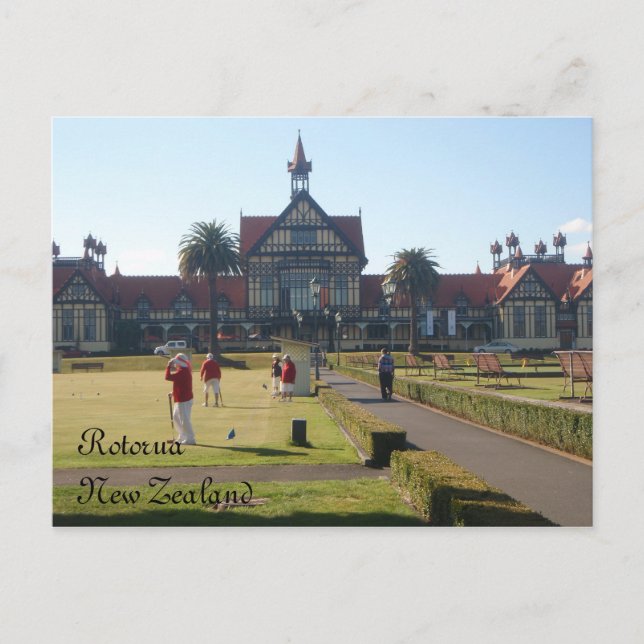 Croquet devant la carte postale du musée Rotorua (Devant)