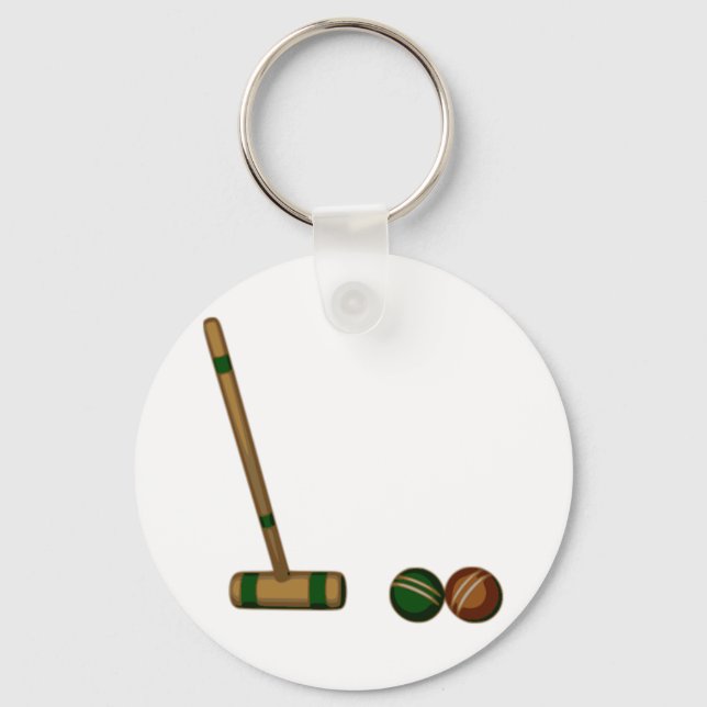 Croquet Mallet and Balls Keychain (Front)