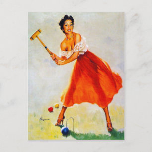 Croquet Pin Up Postcard