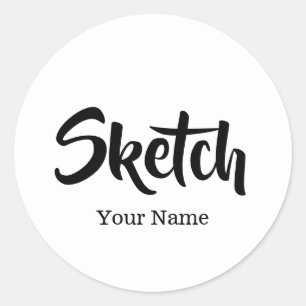 Croquis avec votre nom Stickers ronds personnalisé