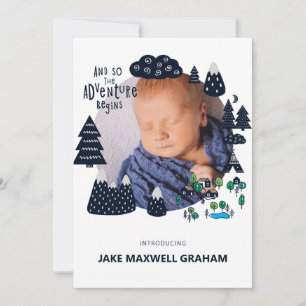 Croquis aventure Faire-part de naissance double