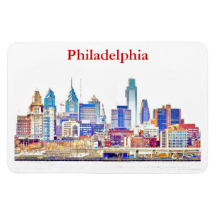 Croquis couleur Philly Skyline Premium Magnet