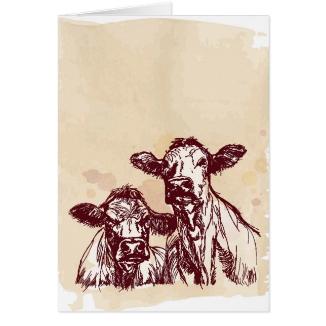 Croquis d'aspiration de main de deux vaches et cru (Devant)