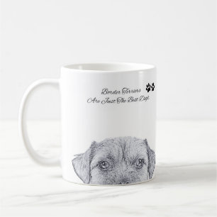 Croquis de chien de Terrier de frontière, tasse de