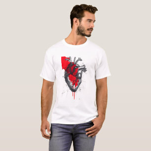 Croquis de cœur anatomique T-Shirt d'art Polka Tra