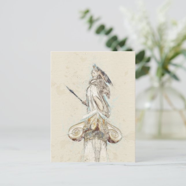 Croquis de la carte postale de la statue d'Athéna  (Debout devant)
