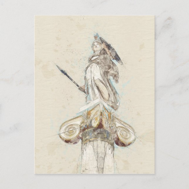 Croquis de la carte postale de la statue d'Athéna  (Devant)