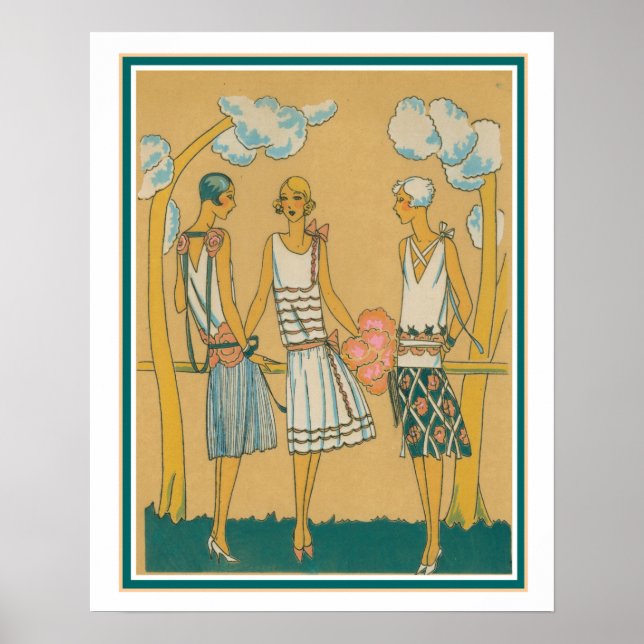 Croquis de mode Art déco des années 1930 (Devant)