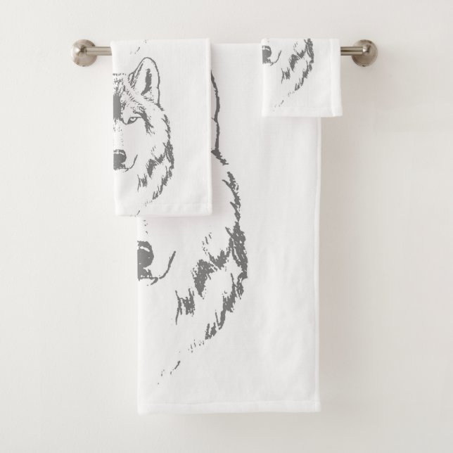 Croquis De Tête De Tête De Loup Gris Et Blanc (En situation)