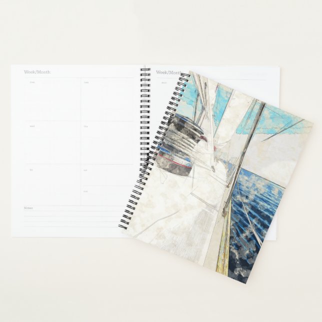 Croquis d'un voilier en mer - Nautique (Devant avec enveloppe)