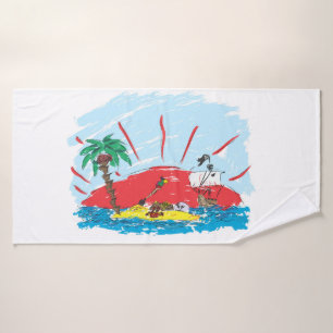 croquis d'une île au trésor et d'un bateau de pira