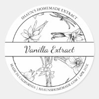 Croquis noir et blanc Vanilla Extrait étiquette