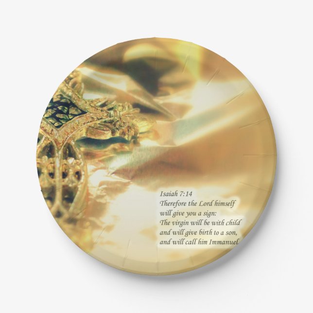 Cross and Bible Quote - Christianity Paper Plate (Front)