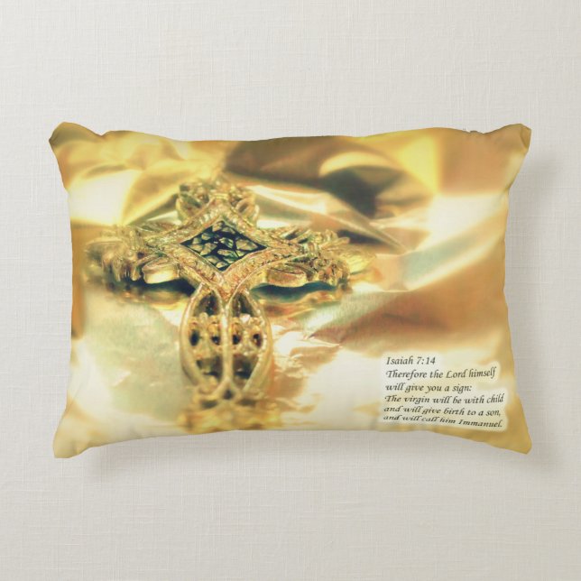 Cross and Bible Quote Decorative Pillow (Front)