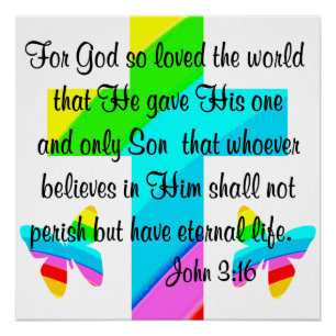 CROSS AND BUTTERFLY JOHN 3:16 DESIGN POSTER