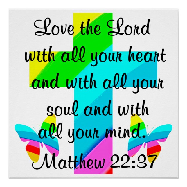 CROSS AND BUTTERFLY MATTHEW 22:37 DESIGN POSTER (Front)