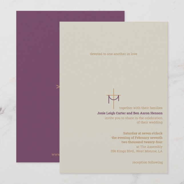 Cross and Cloth Wedding Invitation (Front/Back)