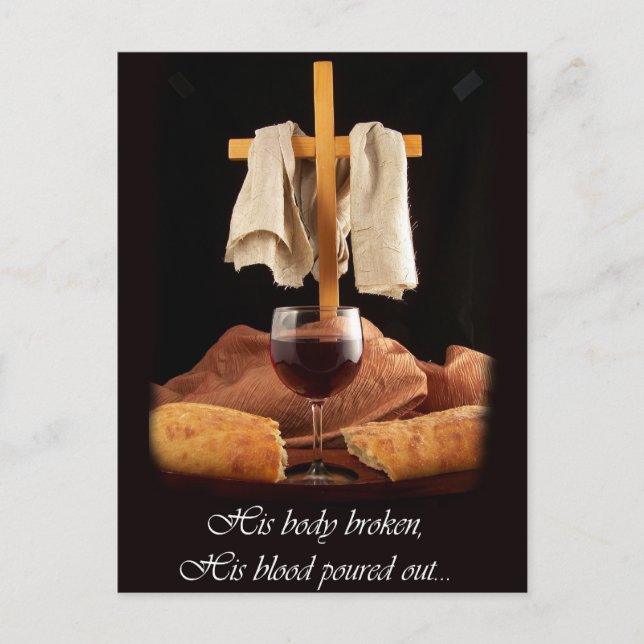 Cross and Communion Easter Postcard (Front)