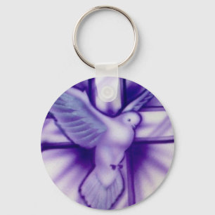 Cross and Dove Keychain