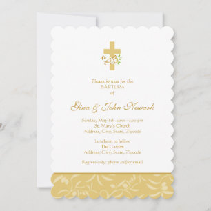 Cross and Dove   Neutral Baptism Invitation